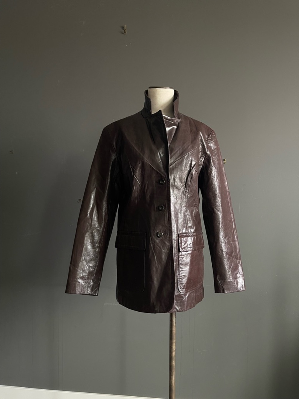 Vintage Albert Duke Brown Leather Blazer 90s Minimalist Tailored Jacket Heritage